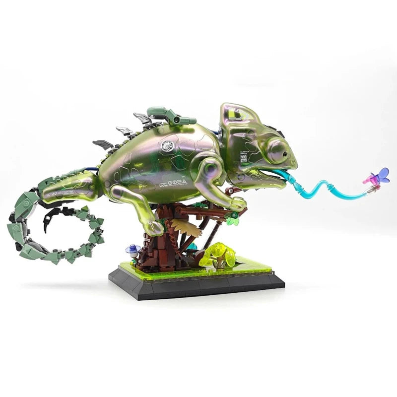 Neon Chameleon Brick Building Kit