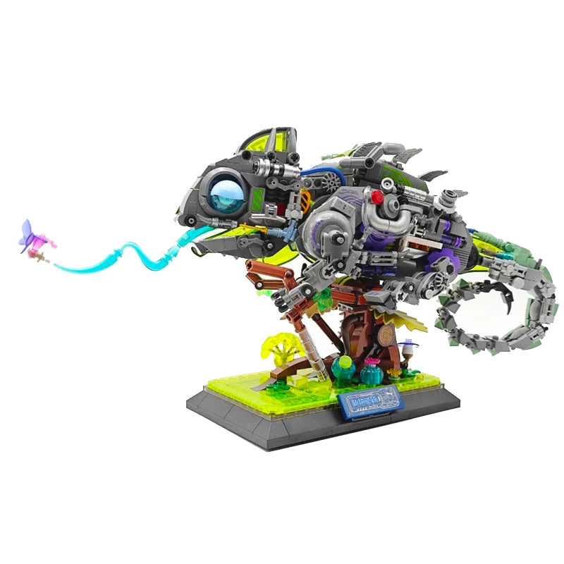 Neon Chameleon Brick Building Kit