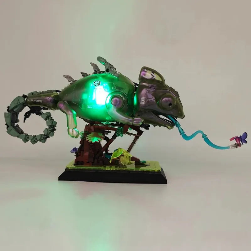 Neon Chameleon Brick Building Kit