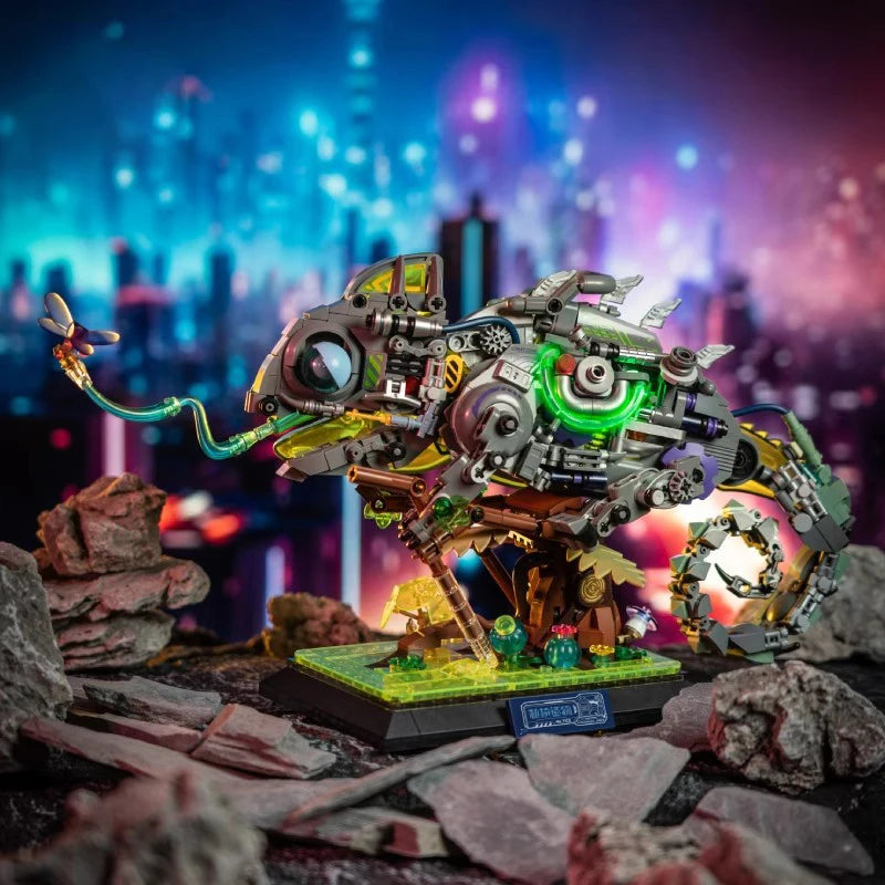 Neon Chameleon Brick Building Kit
