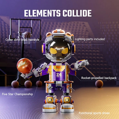 Starry Sky Dunker - Basketball Player #24 Brick Building Set